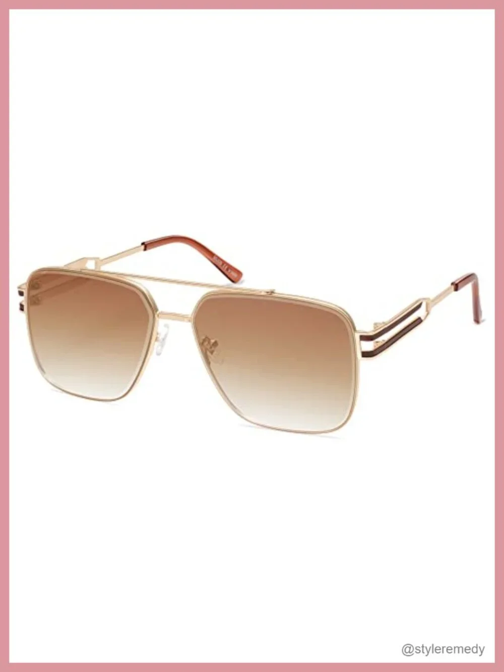 Retro Oversized Square Sunglasses UV400 Metal Frame Unisex